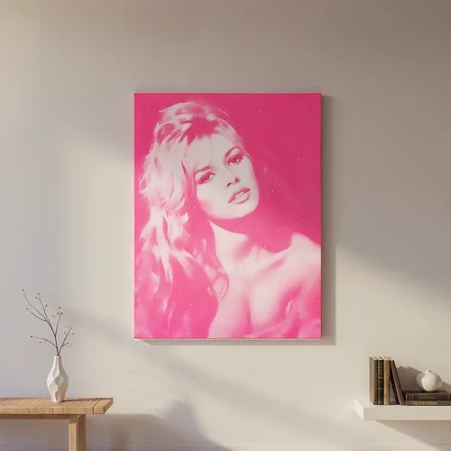 Brigitte Bardot slika na platnu roze pink pop art