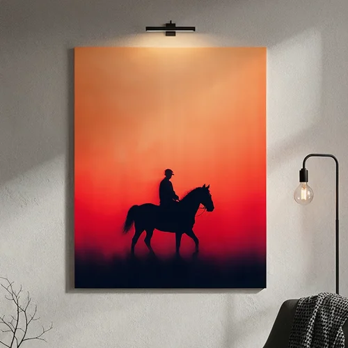 Jahač u zalasku sunca slika na platnu,
