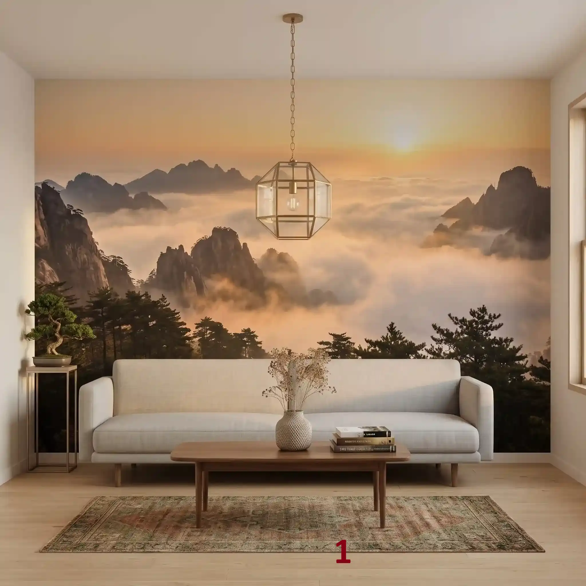 Foto tapete Priroda – planine, fjordovi, aurora i pejzaži | GrafiShop Foto tapete priroda sa maglovitim planinama i izlaskom sunca