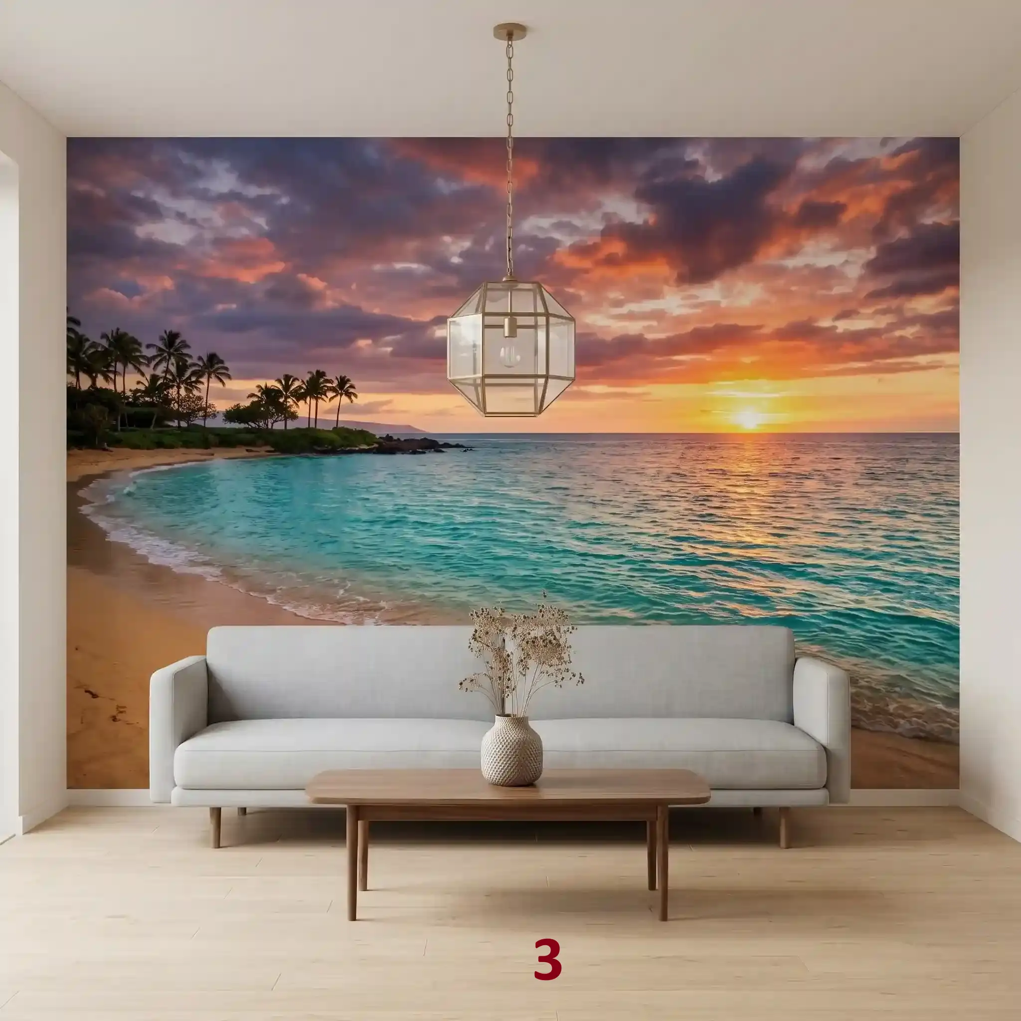 Foto tapete Priroda – planine, fjordovi, aurora i pejzaži | GrafiShop Foto tapeta priroda sa tropskom plažom i zalaskom sunca